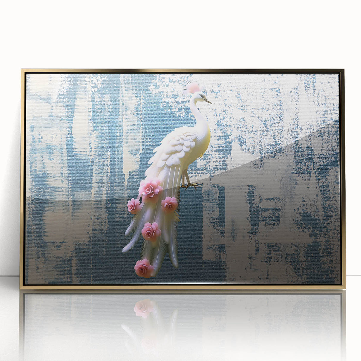 Framed abstract wall art featuring elegant strokes and lines in gold and neutral tones, perfect for modern decor. Ideal for enhancing living spaces or offices.