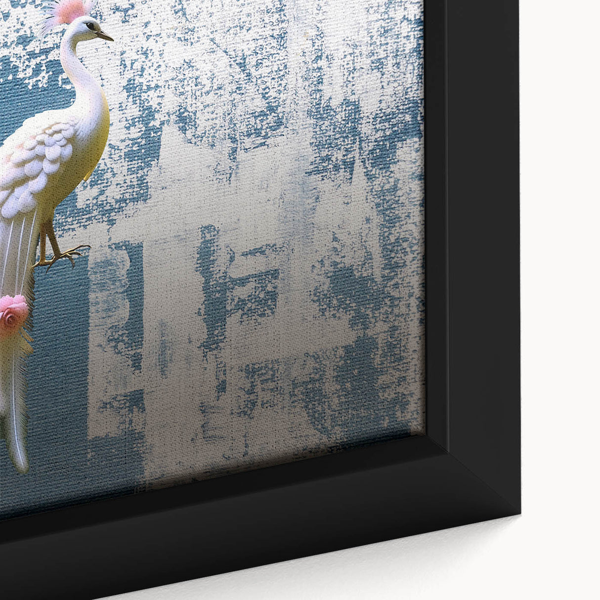 Close-up of an abstract strokes and lines design on framed canvas wall art, showcasing vibrant colors and intricate details ideal for modern decor.