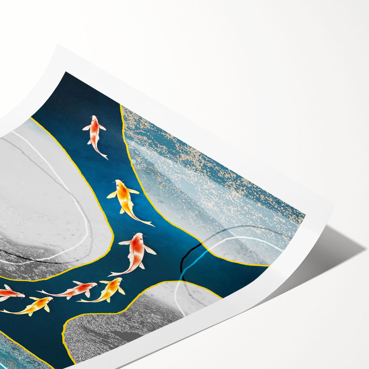 Abstract wall art print showcasing a vibrant composition of colorful strokes and lines, perfect for modern decor. The design features a blend of bold hues, creating a dynamic visual interest that enhances any interior space.