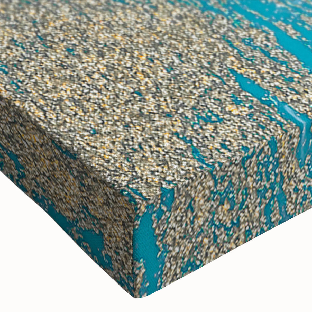 Close-up of an abstract wall art canvas featuring colorful strokes and lines in vibrant hues, ideal for modern home decor and artistic ambiance.