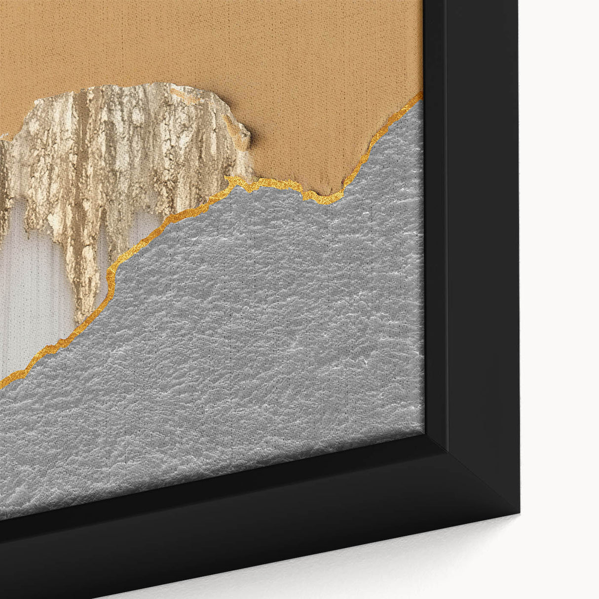 Close-up of abstract strokes and lines design on framed canvas wall art, showcasing vibrant colors and intricate textures, ideal for modern home decor.