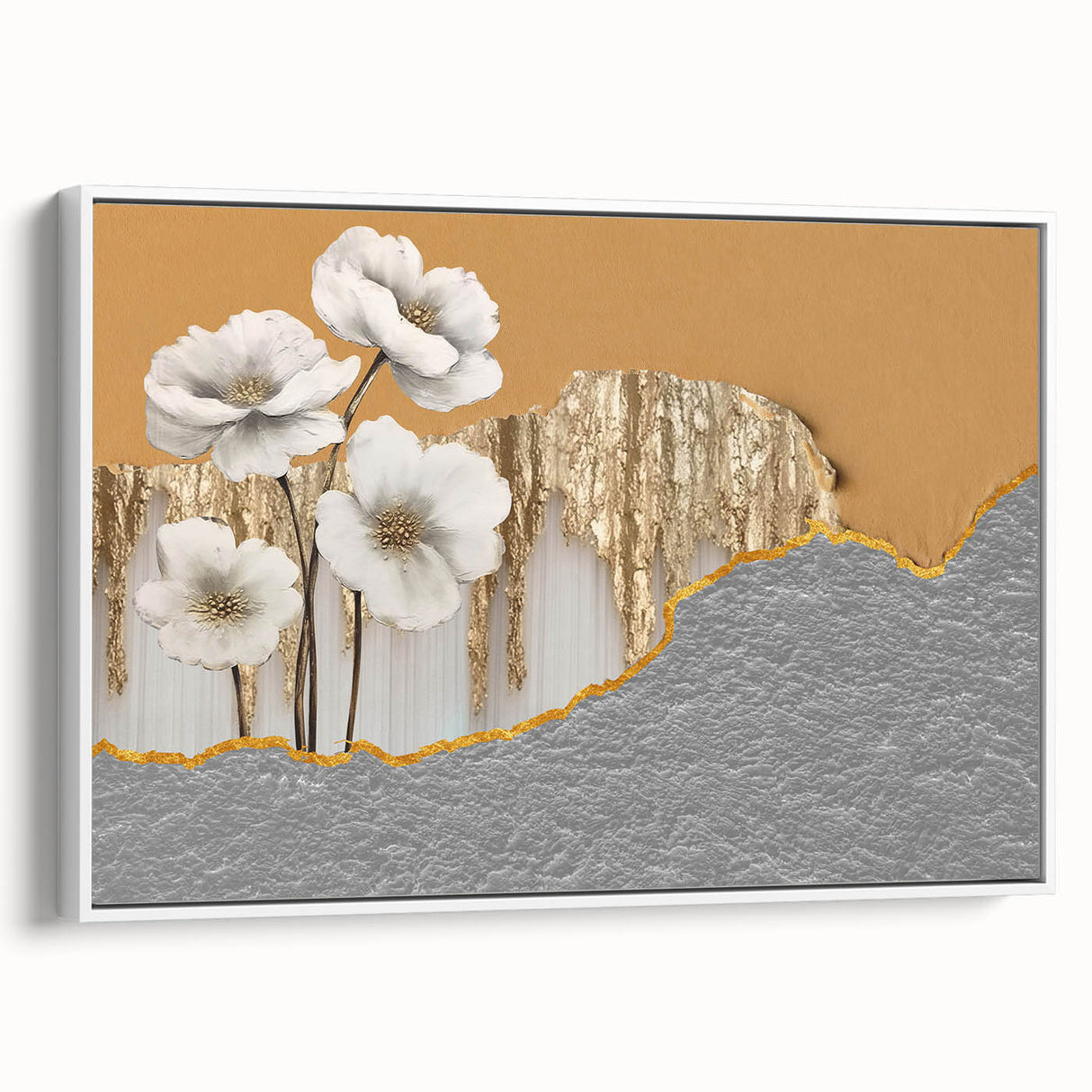 Framed abstract wall art featuring a modern design of colorful strokes and lines, showcased from a side view against a white background, perfect for contemporary decor.