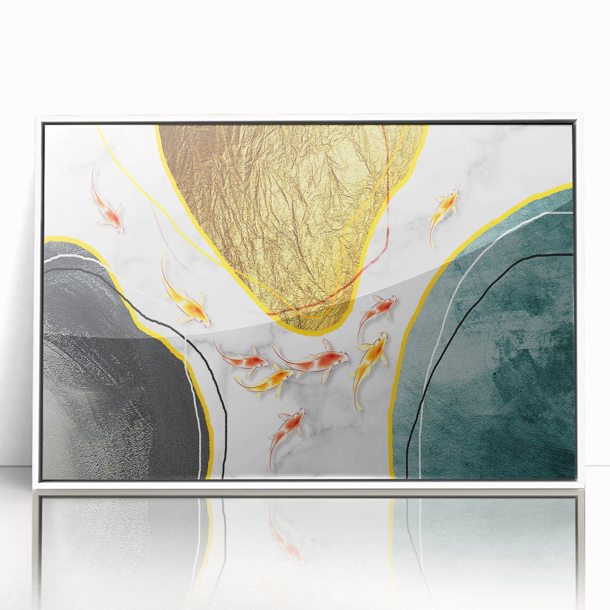 Framed wall art featuring an abstract design of colorful strokes and lines on a white background, showcasing a modern aesthetic ideal for contemporary decor.
