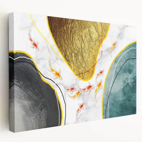 Abstract strokes and lines design on a stretched canvas wall art piece, showcasing vibrant colors and dynamic patterns, ideal for modern home decor accents.
