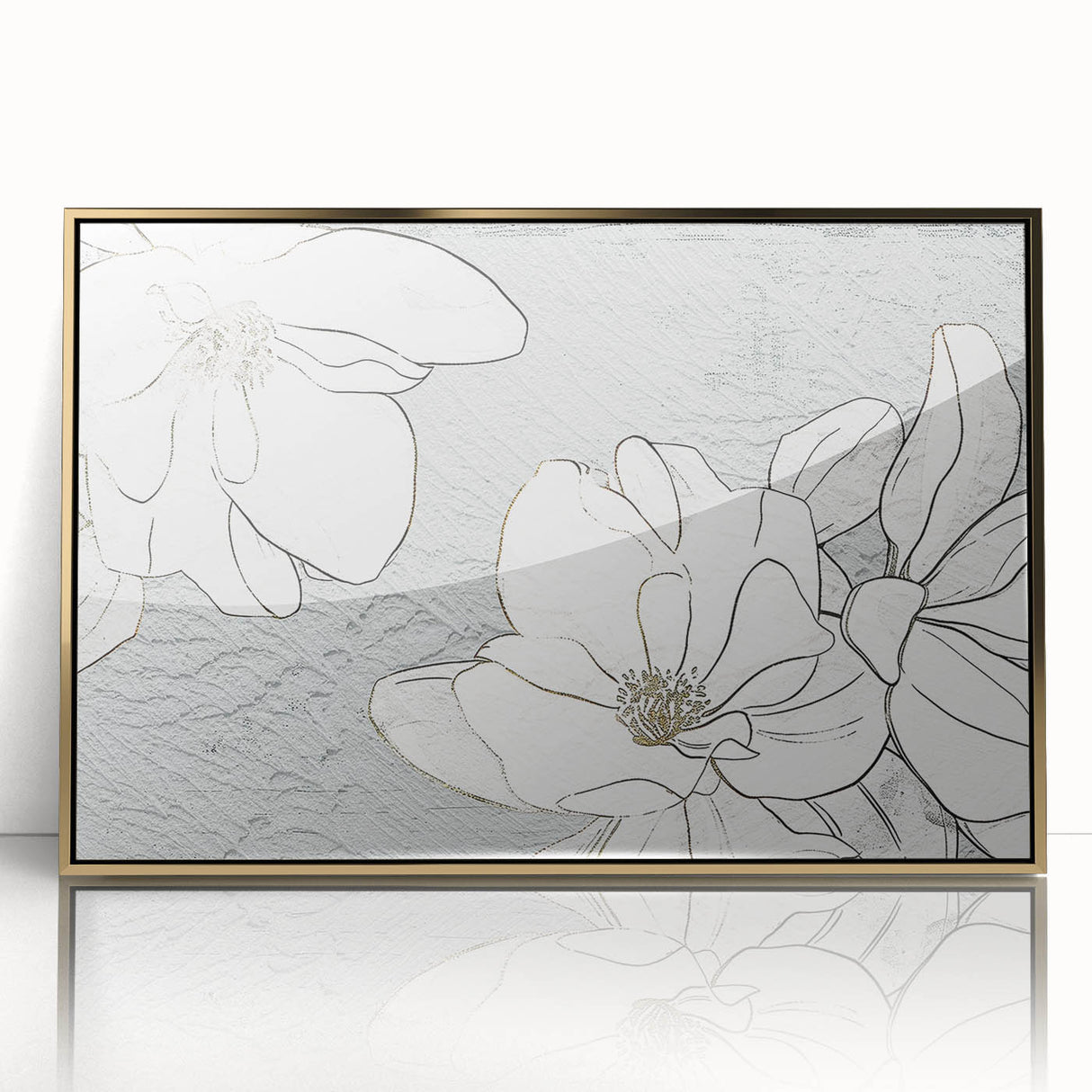 Framed wall art showcasing an abstract design of colorful strokes and lines with a sleek gold frame, perfect for modern home decor and artistic interiors.