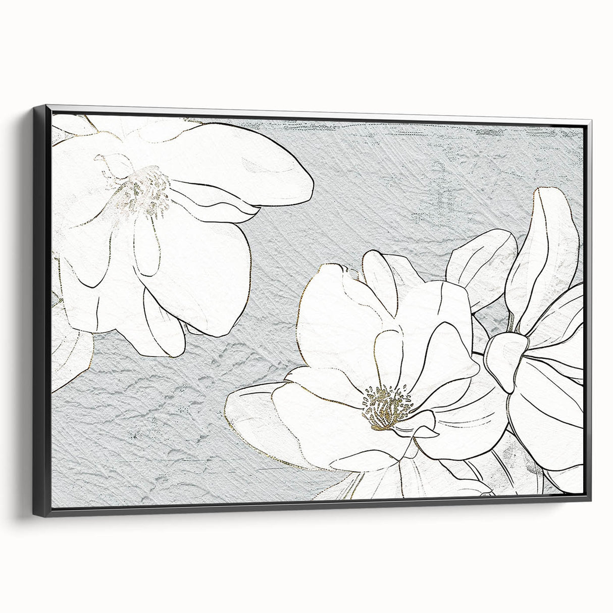 Framed canvas wall art design showcasing abstract strokes and lines in a contemporary style, featuring a sleek black frame, ideal for modern home decor.