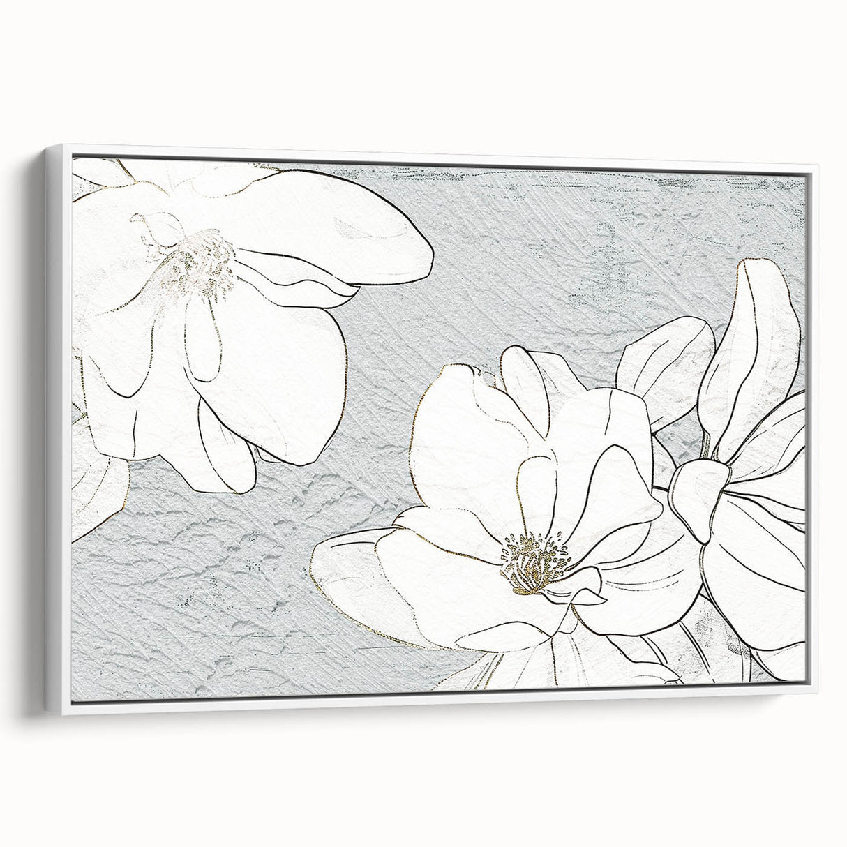 Framed canvas wall art showcasing an abstract design of colorful strokes and lines, set against a white background, perfect for modern home decor.