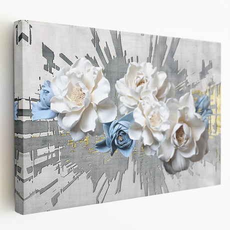 Abstract strokes and lines design on a stretched canvas wall art piece, showcasing vibrant colors and a modern aesthetic, perfect for contemporary decor. The side view highlights the canvas thickness, emphasizing quality craftsmanship.