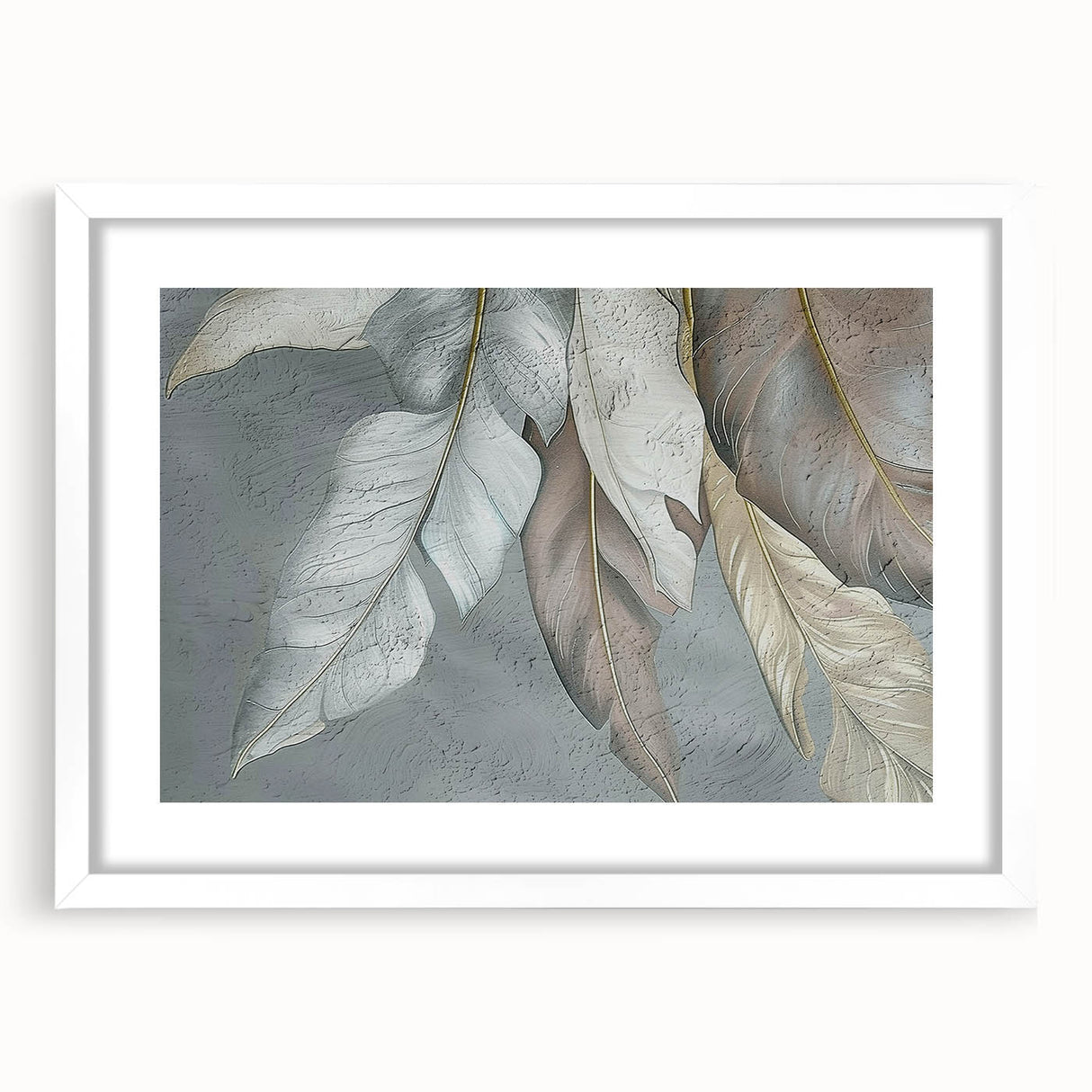 Abstract wall art featuring dynamic strokes and lines in a modern design, framed with a white mat, perfect for contemporary home decor. Ideal for enhancing living spaces.