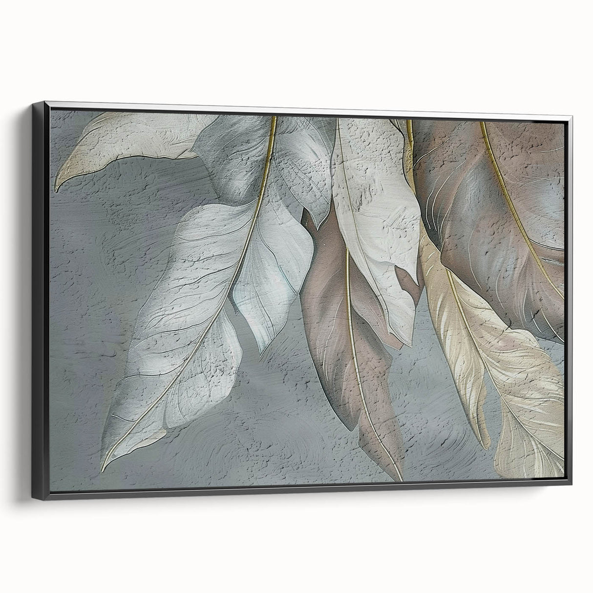 Framed canvas wall art showcasing an abstract design with bold black strokes and lines, adding a modern touch to home decor. Perfect for contemporary interiors.