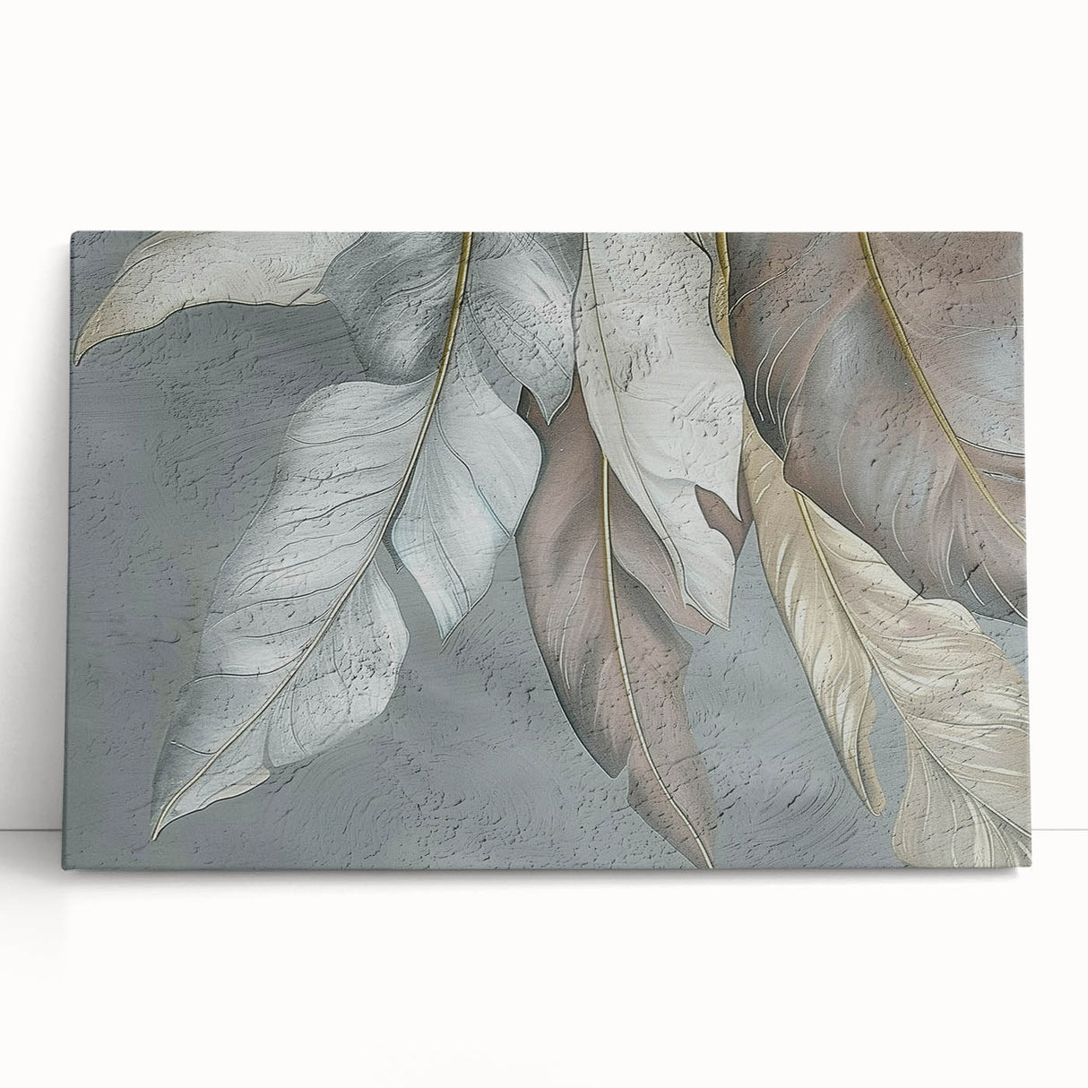 Abstract wall art design featuring vibrant strokes and lines in a harmonious blend of colors, presented on stretched canvas, perfect for modern home decor.