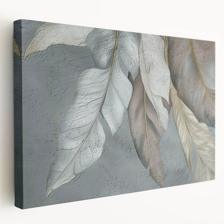 Stretched canvas wall art showcasing an abstract design of colorful strokes and lines, presented in a side view that highlights its vibrant hues and texture. Ideal for modern decor.