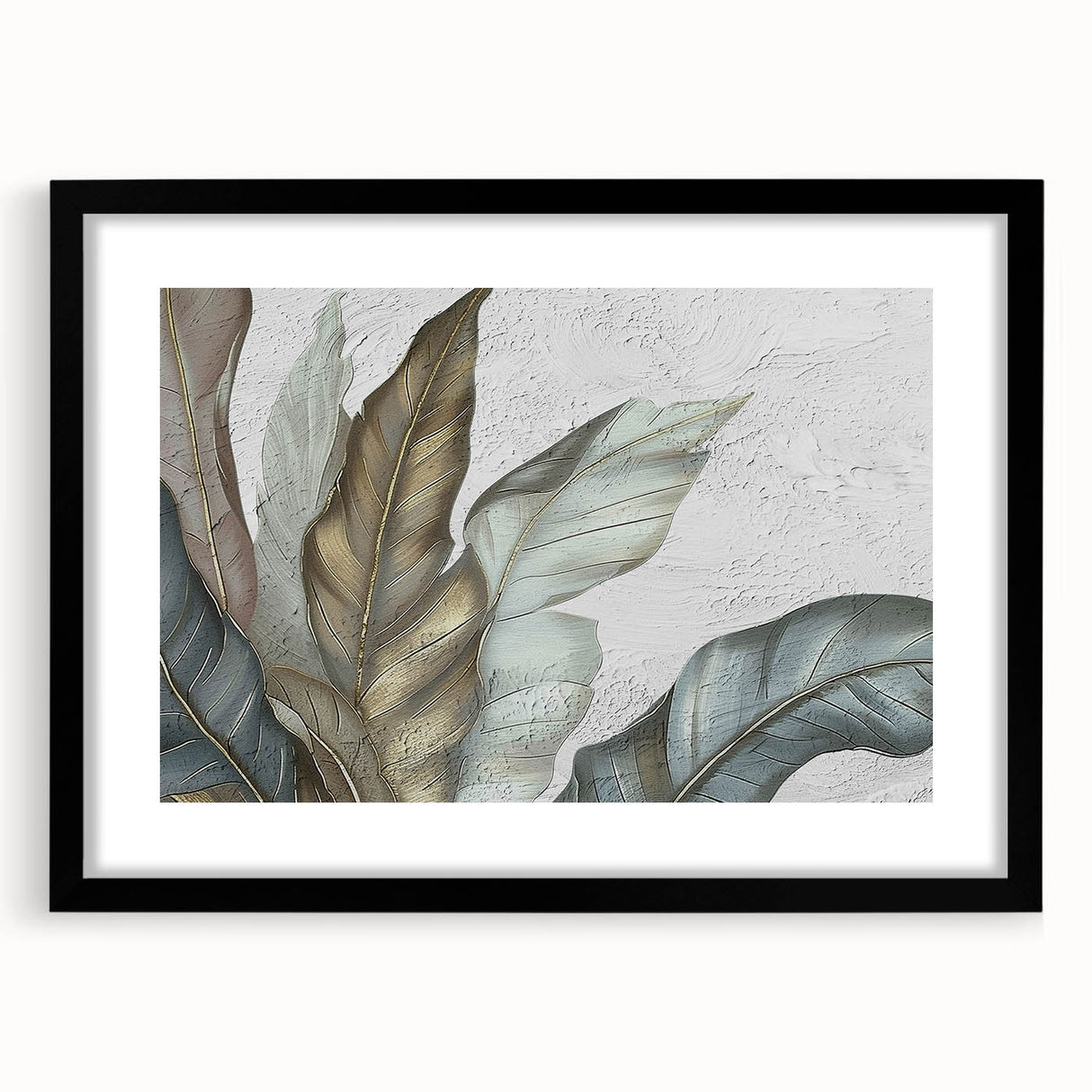 Abstract wall art featuring dynamic strokes and lines in a modern design, framed in black with a white mat, perfect for contemporary home decor.