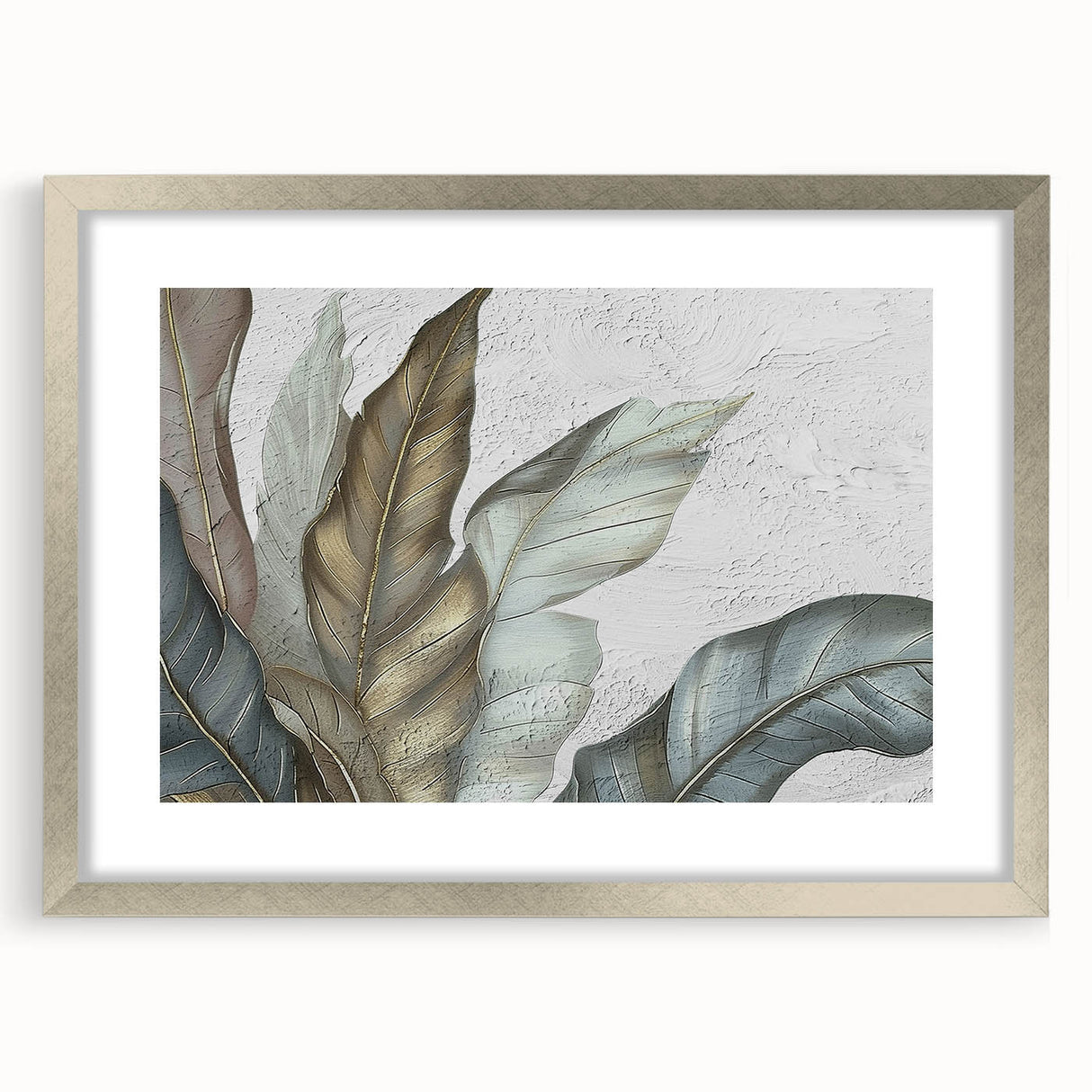 Framed abstract strokes and lines wall art in a silver mat, showcasing a modern and minimalist design perfect for contemporary decor. Ideal for living rooms or offices.
