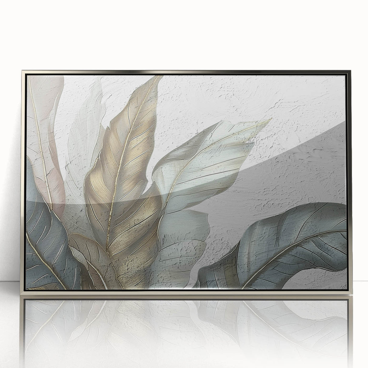 Framed abstract wall art featuring dynamic strokes and lines in silver and white, perfect for modern decor. Adds a contemporary touch to any living space.