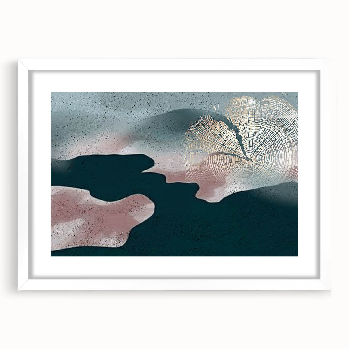 Abstract wall art collection featuring a modern design of colorful strokes and lines, framed with a white mat, ideal for contemporary home decor.