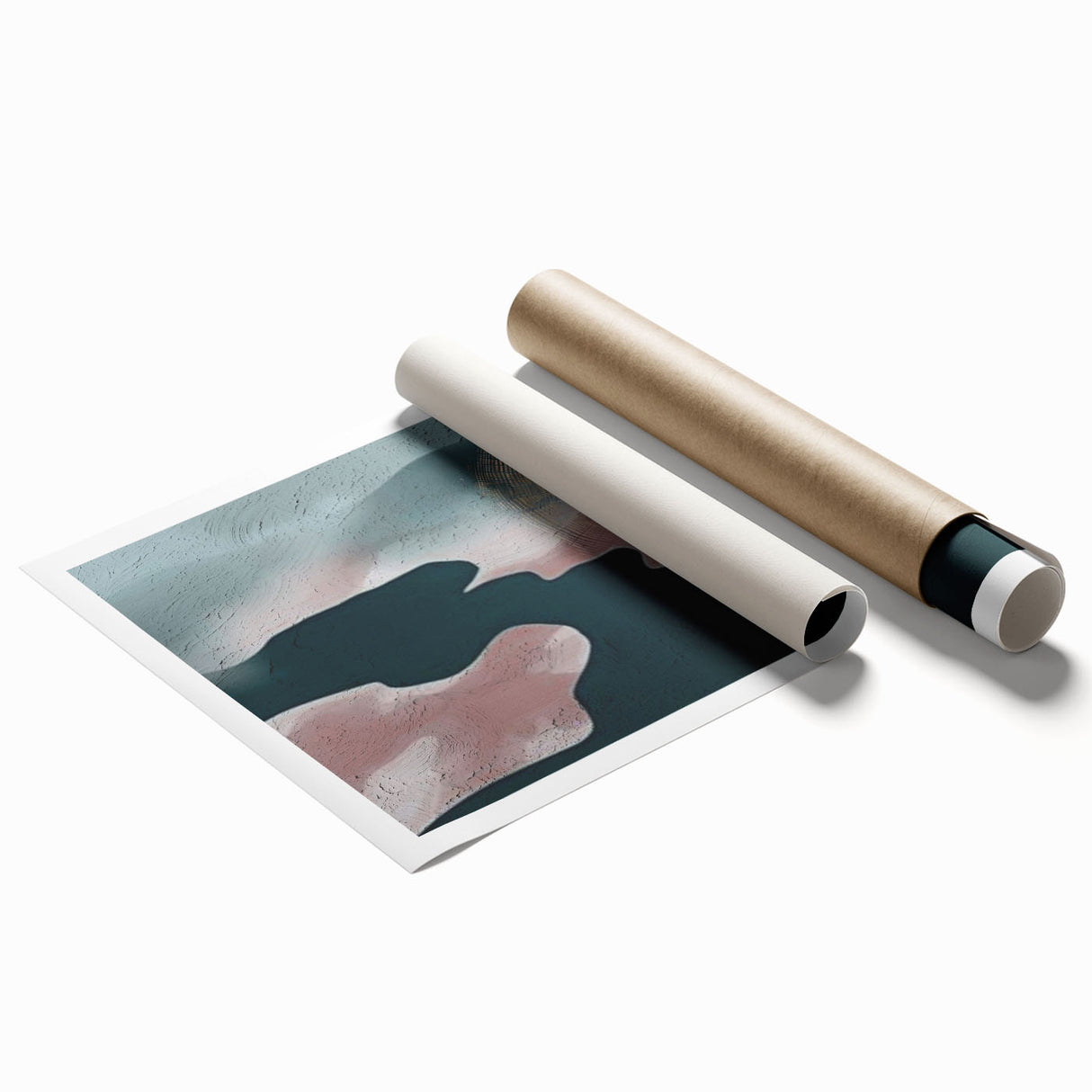 Abstract wall art print showcasing dynamic strokes and lines in a vibrant color palette, ideal for modern home decor, presented in a rolled format for easy framing.