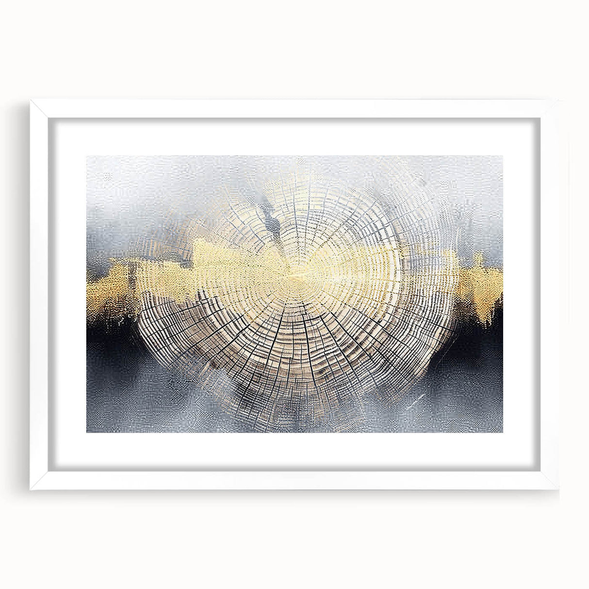 Abstract strokes and lines design in a modern wall art collection, framed with a white mat, showcasing a contemporary aesthetic perfect for stylish home decor.