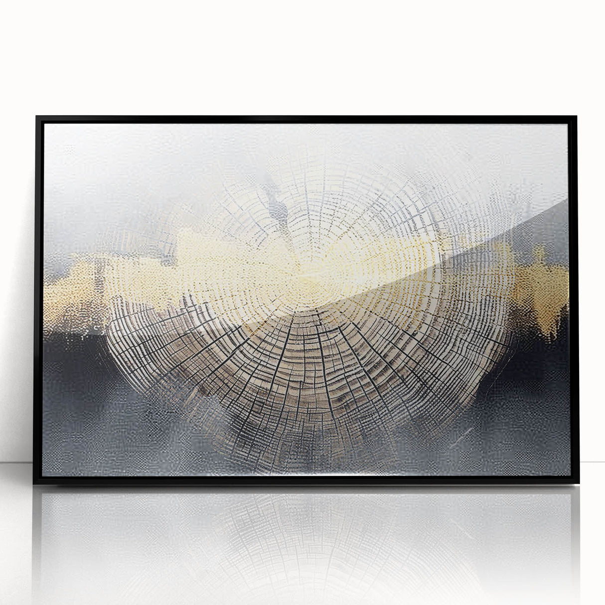 Framed wall art featuring an abstract design with colorful strokes and lines on an acrylic surface, set against a sleek black frame, ideal for modern decor.