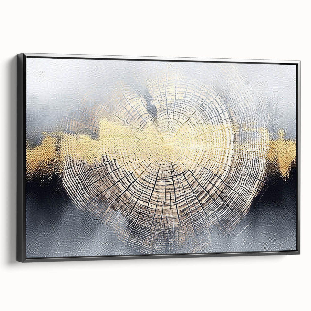 Framed wall art featuring an abstract design with colorful strokes and lines, displayed from a black side view, perfect for modern home decor.