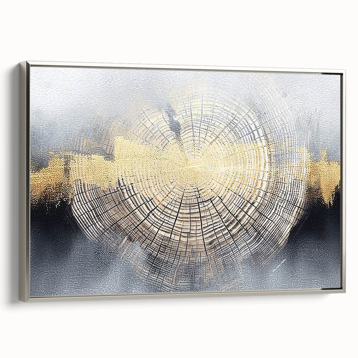 Framed canvas wall art showcasing an abstract design of strokes and lines in shades of silver and gray, adding a modern touch to any decor. Perfect for contemporary interiors, this piece enhances visual appeal and complements various styles.
