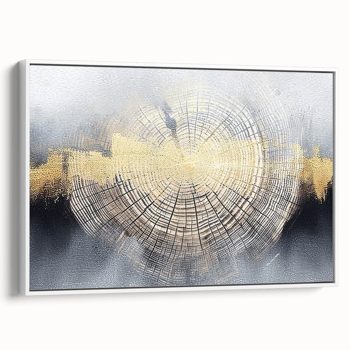 Framed abstract wall art featuring a design of colorful strokes and lines on a white background, showcasing modern aesthetics in a side view, perfect for home decor.