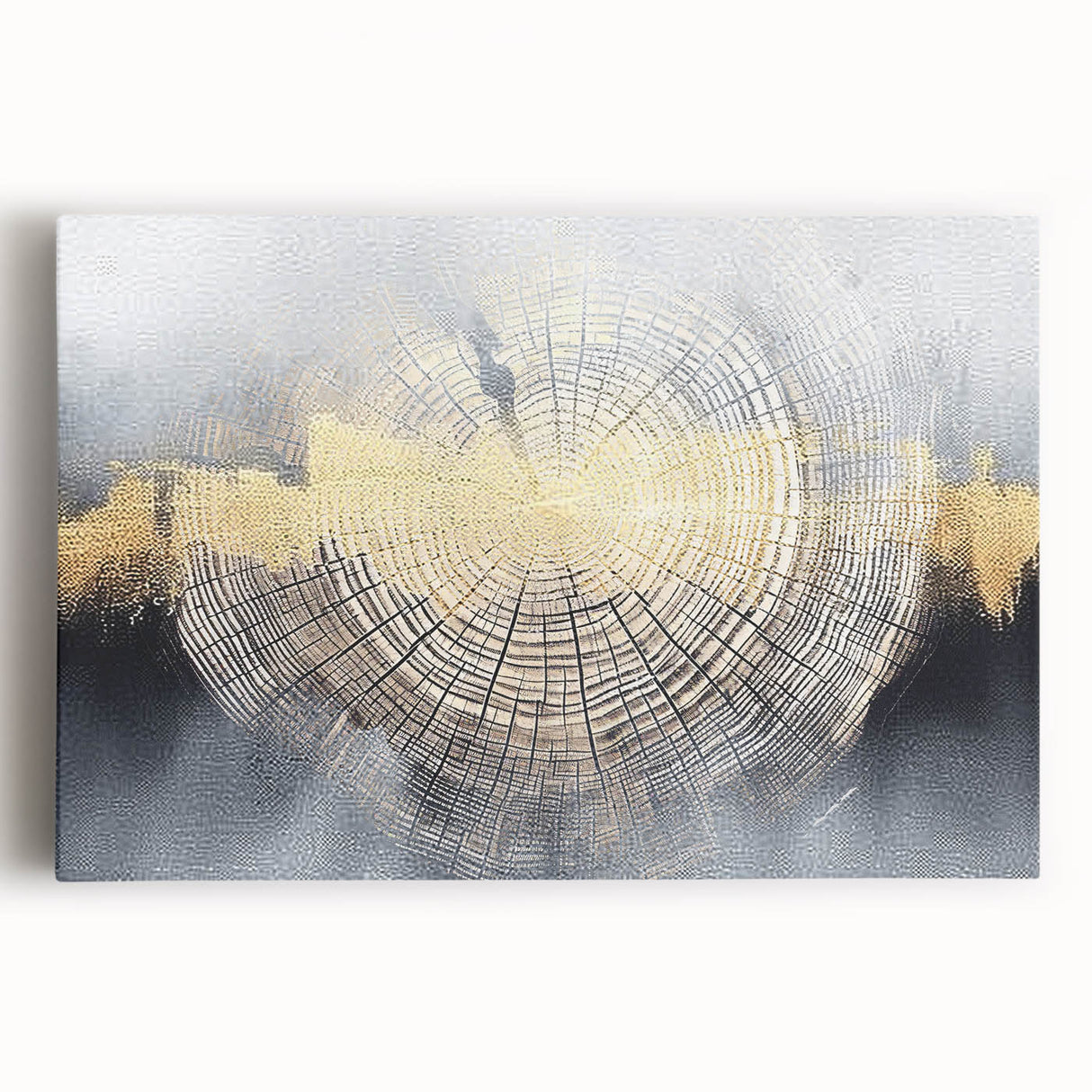 Abstract wall art design showcasing vibrant strokes and lines in rich colors, presented on a stretched canvas, perfect for modern decor and artistic expression.