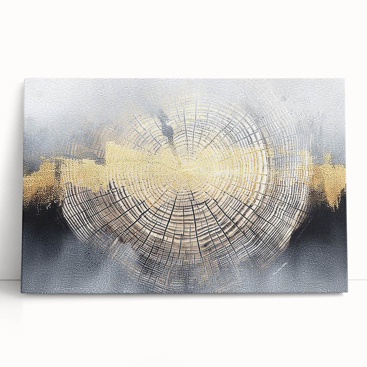 Abstract wall art featuring a modern design of colorful strokes and lines on stretched canvas, leaning against a neutral wall, enhancing contemporary decor.