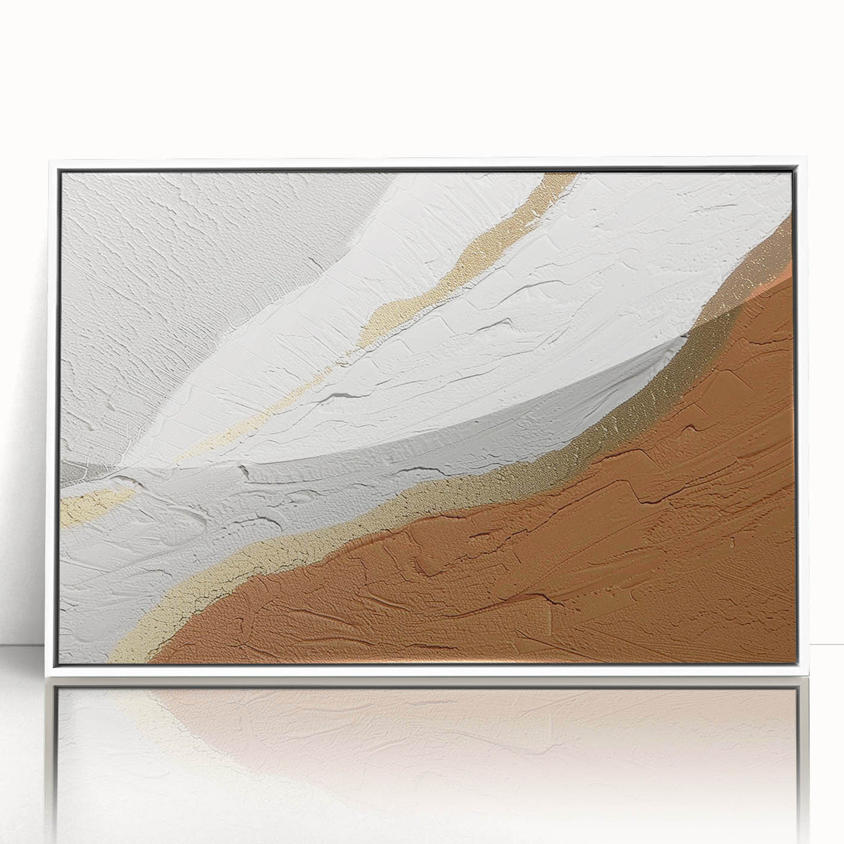 Framed acrylic wall art showcasing an abstract design of colorful strokes and lines, set against a white background, ideal for modern home decor.