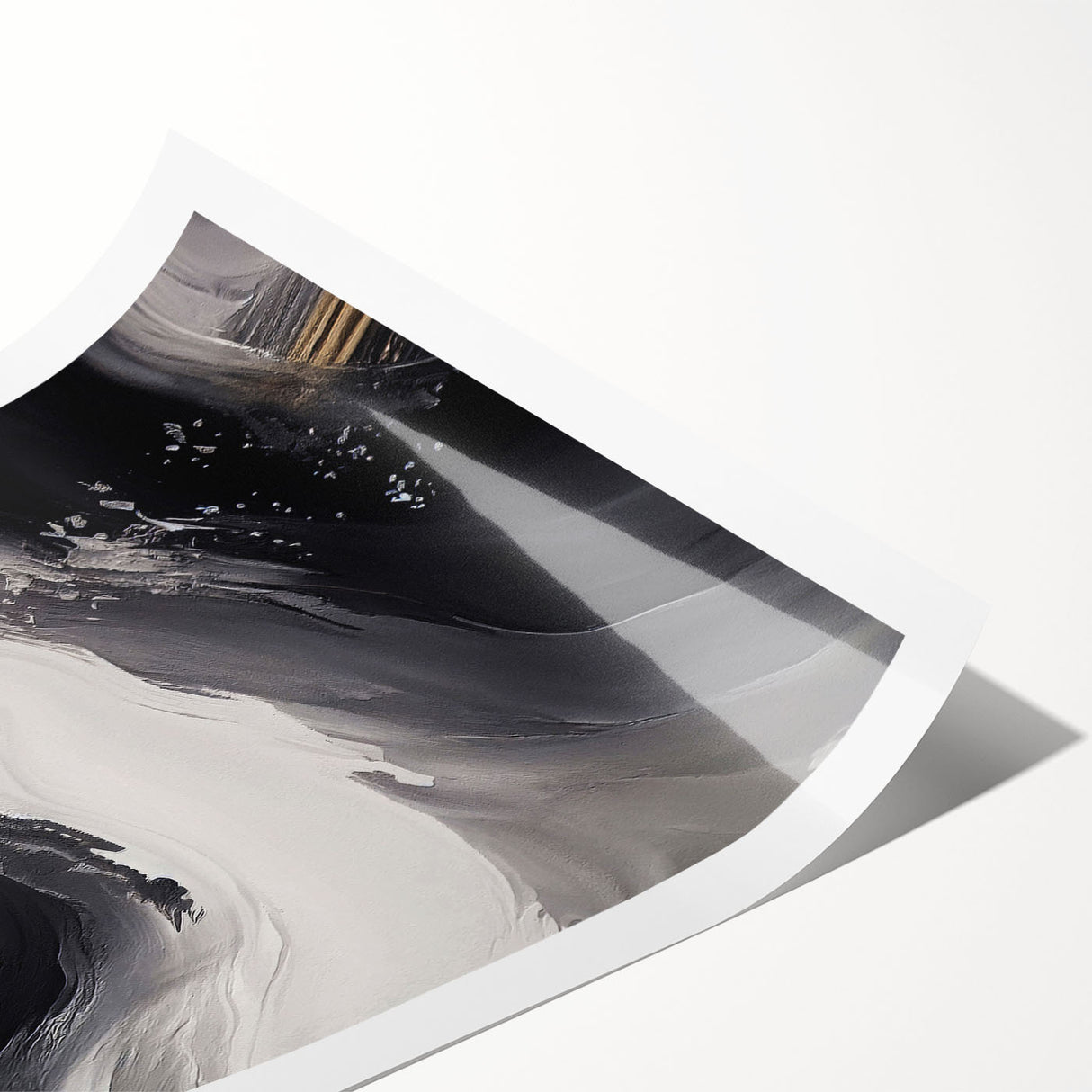 Colorful abstract strokes and lines design on a rolled canvas print, ideal for modern home decor, featuring vibrant hues of blue, pink, and yellow.