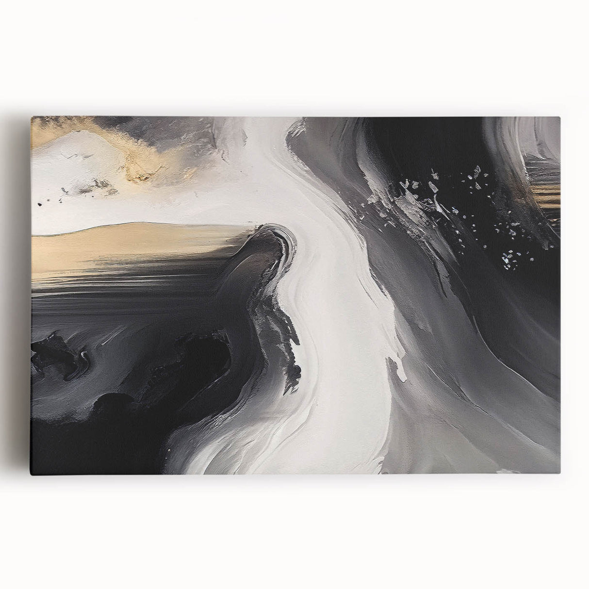 Abstract wall art featuring dynamic strokes and lines in vibrant colors, beautifully stretched on canvas, ideal for modern home decor and artistic expression.