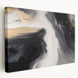 Stretched canvas artwork showcasing an abstract strokes and lines design in vibrant colors, perfect for modern home decor, displayed from a side view.