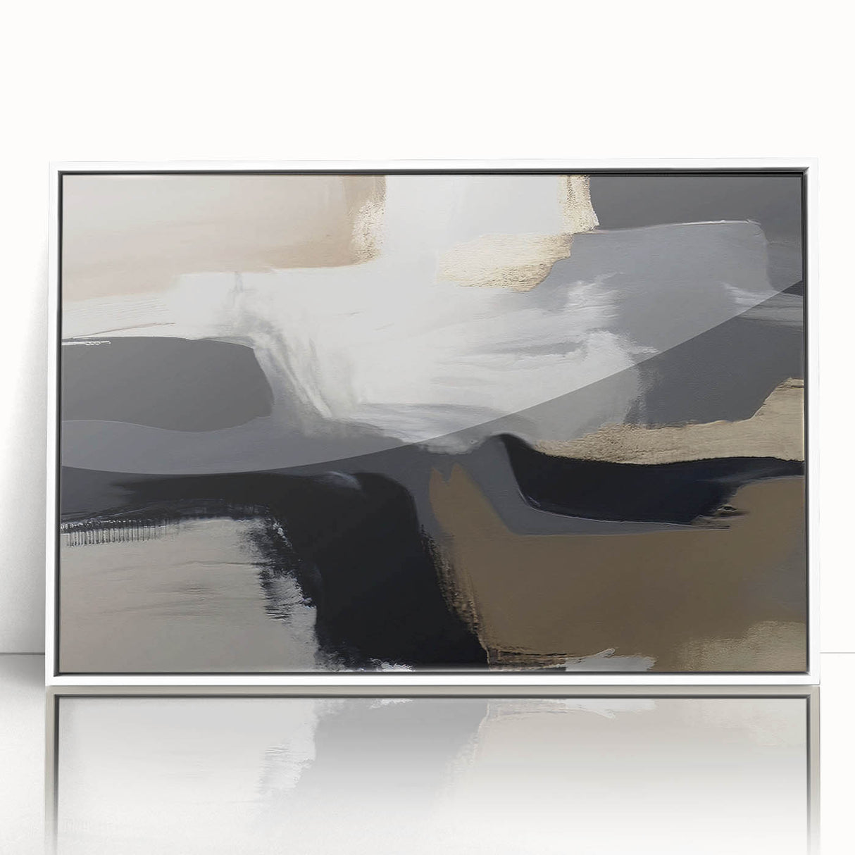 Framed wall art showcasing an abstract design with colorful strokes and lines, set against a white background, perfect for modern home decor.