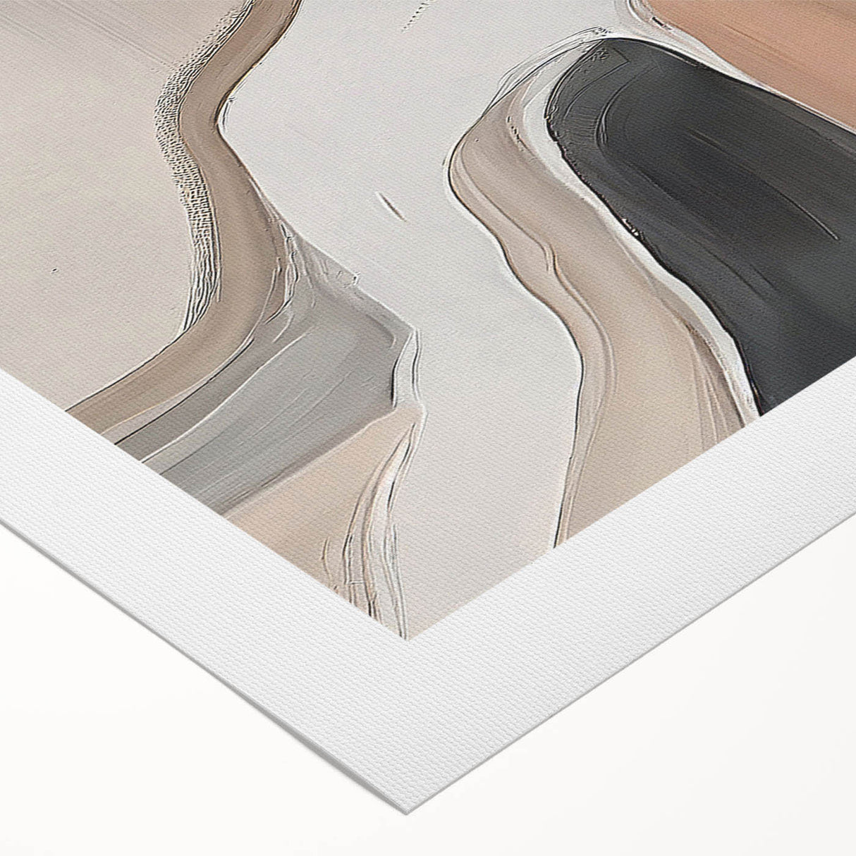 Abstract strokes and lines design on rolled canvas, showcasing a vibrant color palette of blues, pinks, and yellows, ideal for modern home decor.