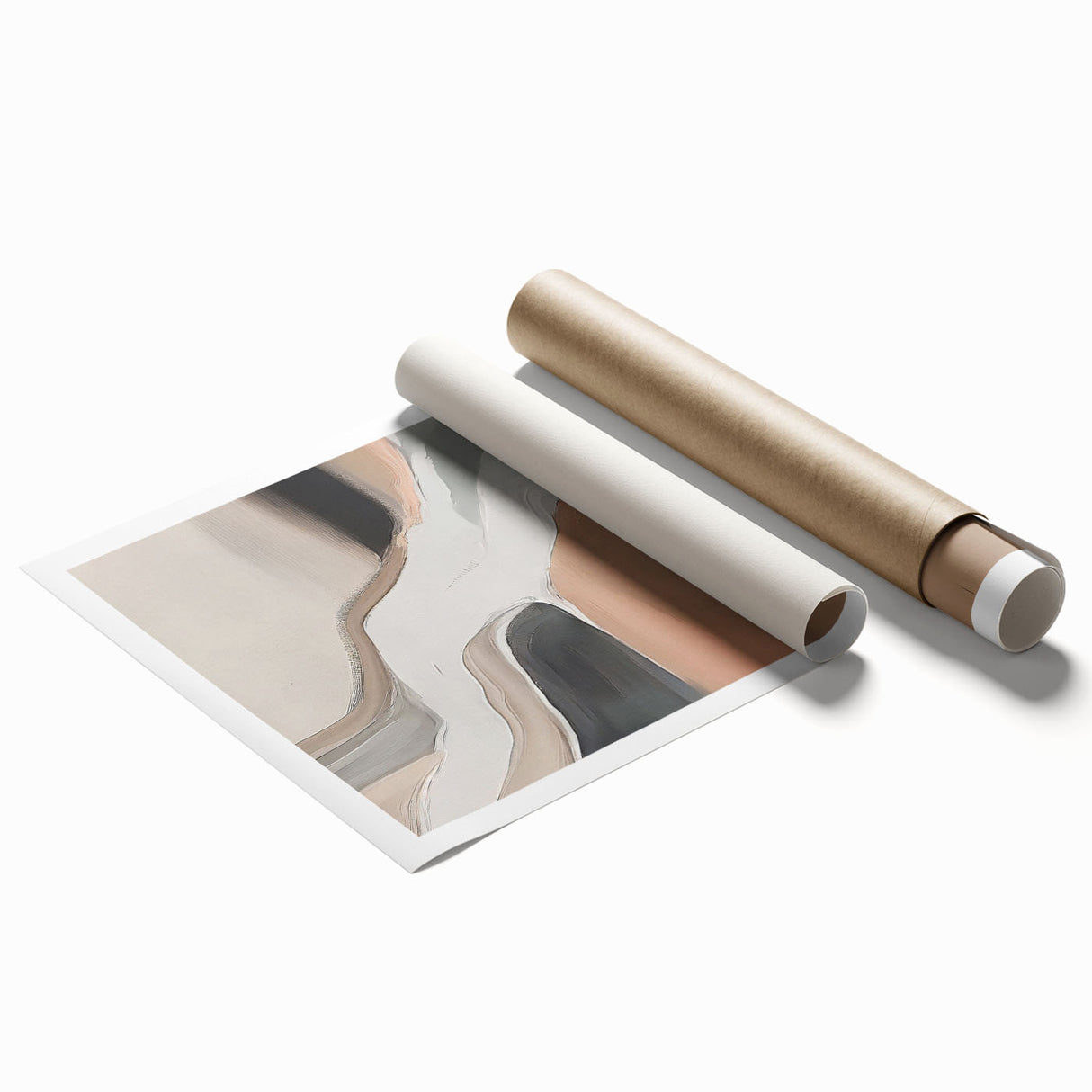 Abstract wall art print showcasing vibrant strokes and lines in a blend of blue, orange, and yellow tones, ideal for modern home decor or office settings.