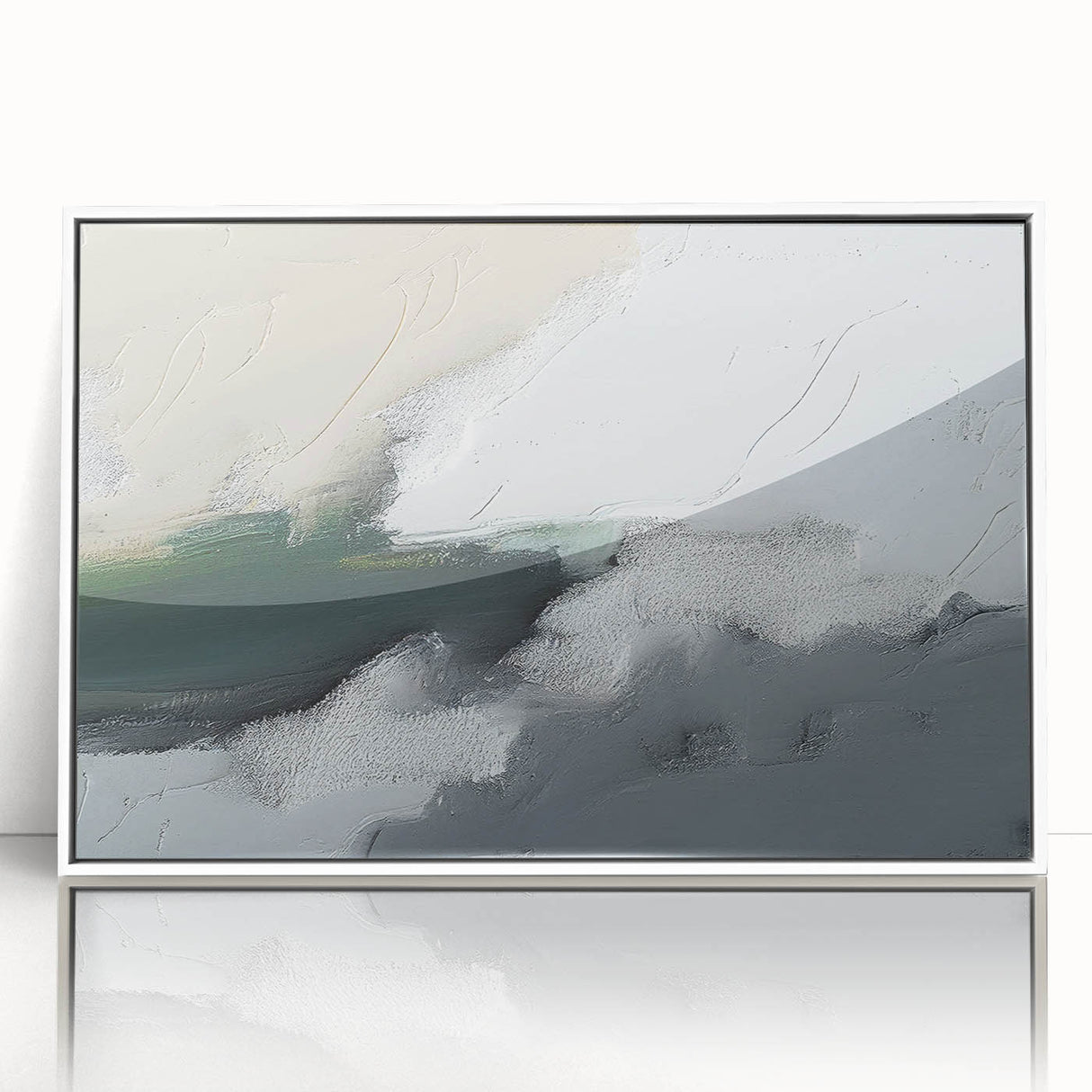 Framed wall art featuring an abstract design of colorful strokes and lines, set against a white background, ideal for modern home decor.