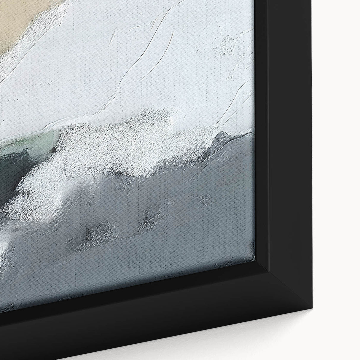 Framed canvas artwork showcasing an abstract design of vibrant strokes and lines in shades of blue, orange, and yellow, perfect for modern home decor.