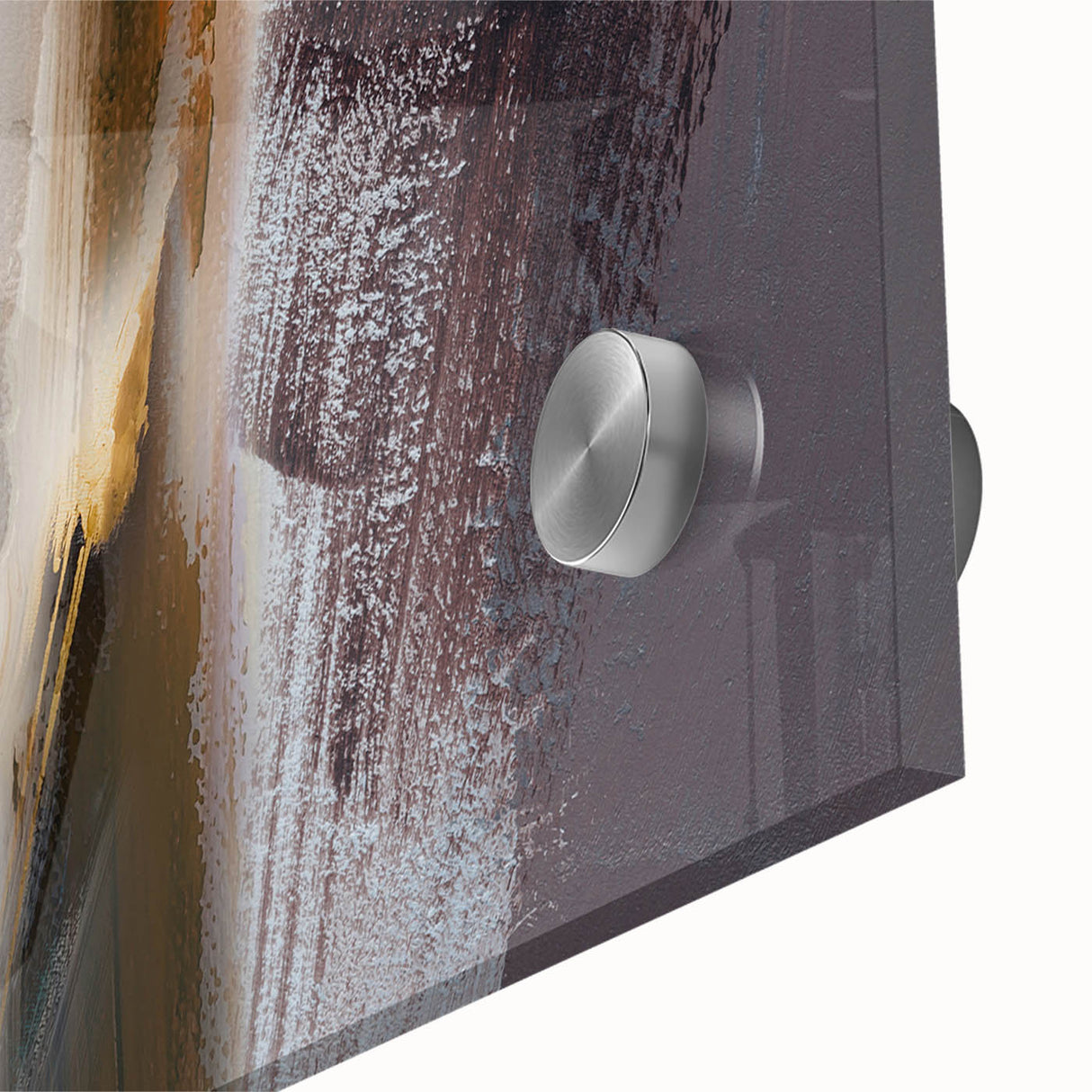 Abstract wall art featuring vibrant strokes and lines in a colorful design, showcasing an intricate blend of blues, yellows, and reds on acrylic glass, perfect for modern decor.