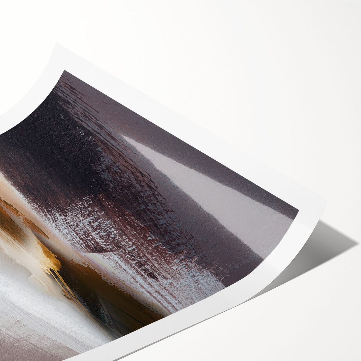 Abstract wall art print featuring vibrant strokes and lines in shades of blue, orange, and yellow, ideal for modern home decor, offered as a rolled canvas.