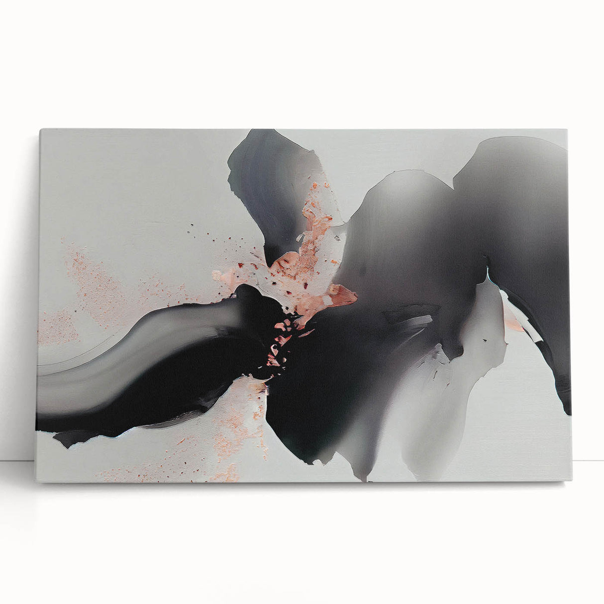 Abstract strokes and lines in vibrant colors create a modern wall art design, perfect for enhancing contemporary interiors. The stretched canvas leans against a neutral background, showcasing its artistic flair and dynamic composition. Ideal for home decor enthusiasts seeking unique, colorful accents.