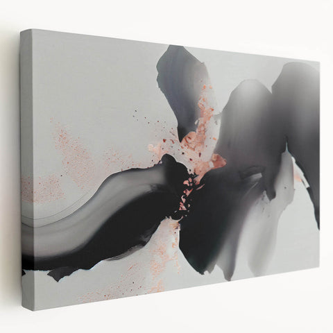 Stretched canvas showcasing an abstract strokes and lines design in vibrant colors, ideal for modern home decor. Side view highlights the canvas thickness and texture.