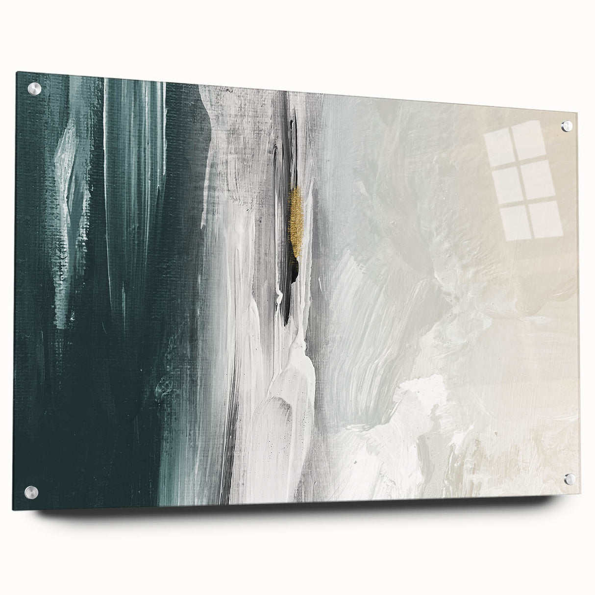 Abstract wall art design featuring vibrant strokes and lines in various colors, displayed in a sleek acrylic frame, highlighting contemporary home decor aesthetics. Ideal for modern interiors, this artwork adds a dynamic touch to any room.