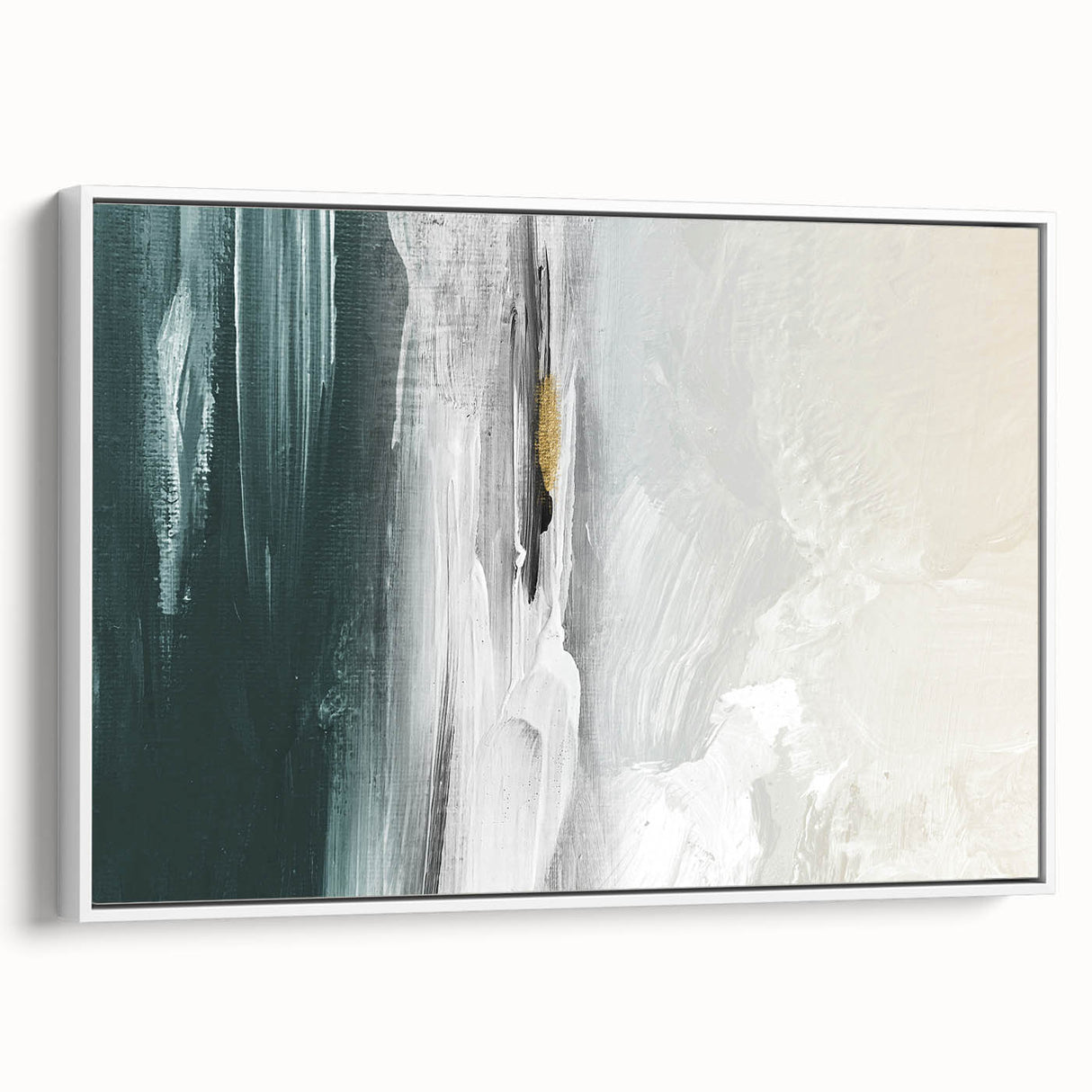 Framed canvas wall art showcasing an abstract design of colorful strokes and lines in a modern aesthetic, set against a white background, ideal for contemporary decor.