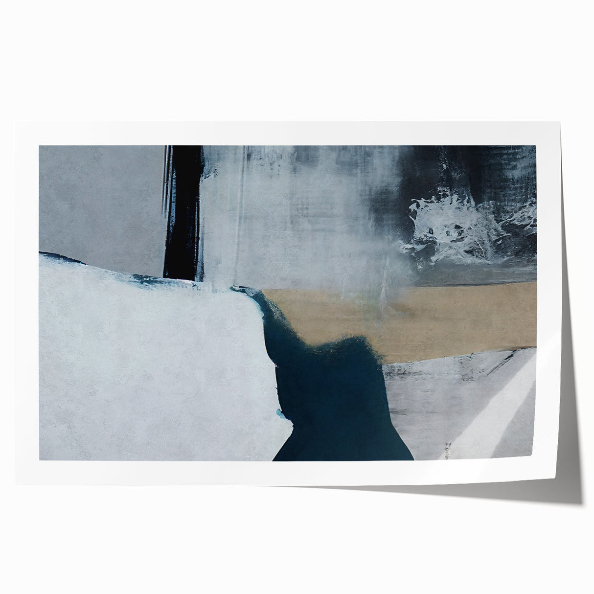 Abstract wall art print showcasing vibrant strokes and lines in a dynamic color palette, ideal for modern home decor, presented rolled in protective packaging.