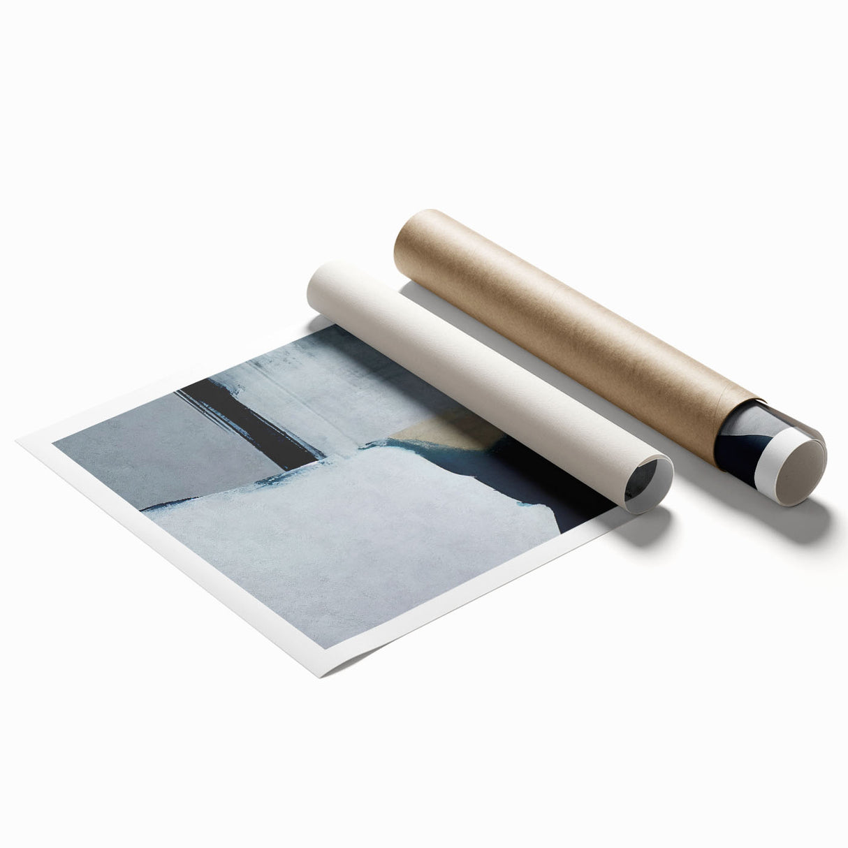 Abstract strokes and lines wall art print featuring vibrant colors and dynamic patterns, ideal for modern home decor, rolled and ready for framing.