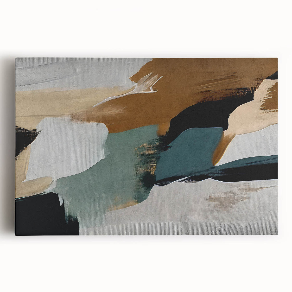 Stretched canvas wall art showcasing an abstract design with colorful strokes and lines, ideal for modern decor, enhancing any living space or office.