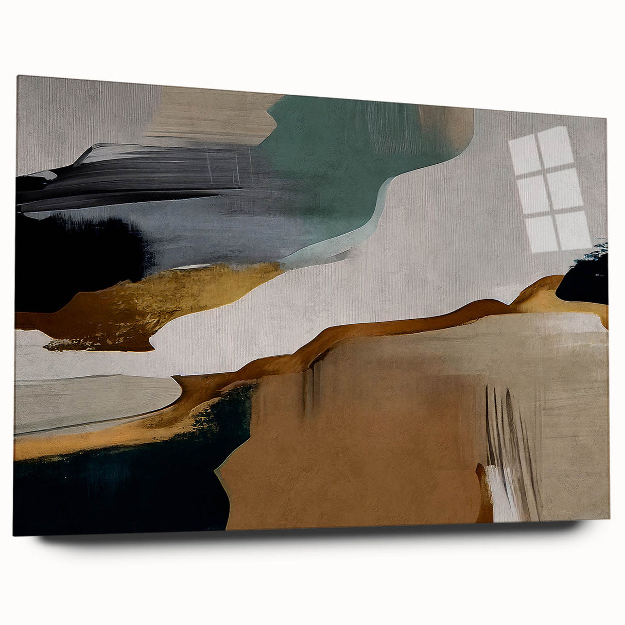 Abstract wall art featuring a dynamic design of colorful strokes and lines, displayed in a sleek acrylic frame, showcasing a modern aesthetic perfect for contemporary decor.