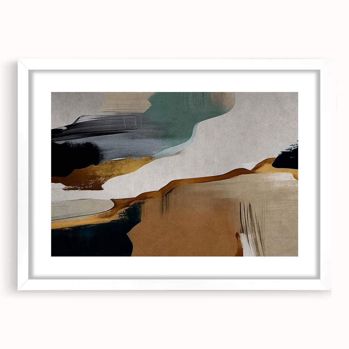 Abstract strokes and lines design wall art collection framed in white, showcasing a modern and minimalist aesthetic with vibrant colors and intricate details, ideal for contemporary home decor.