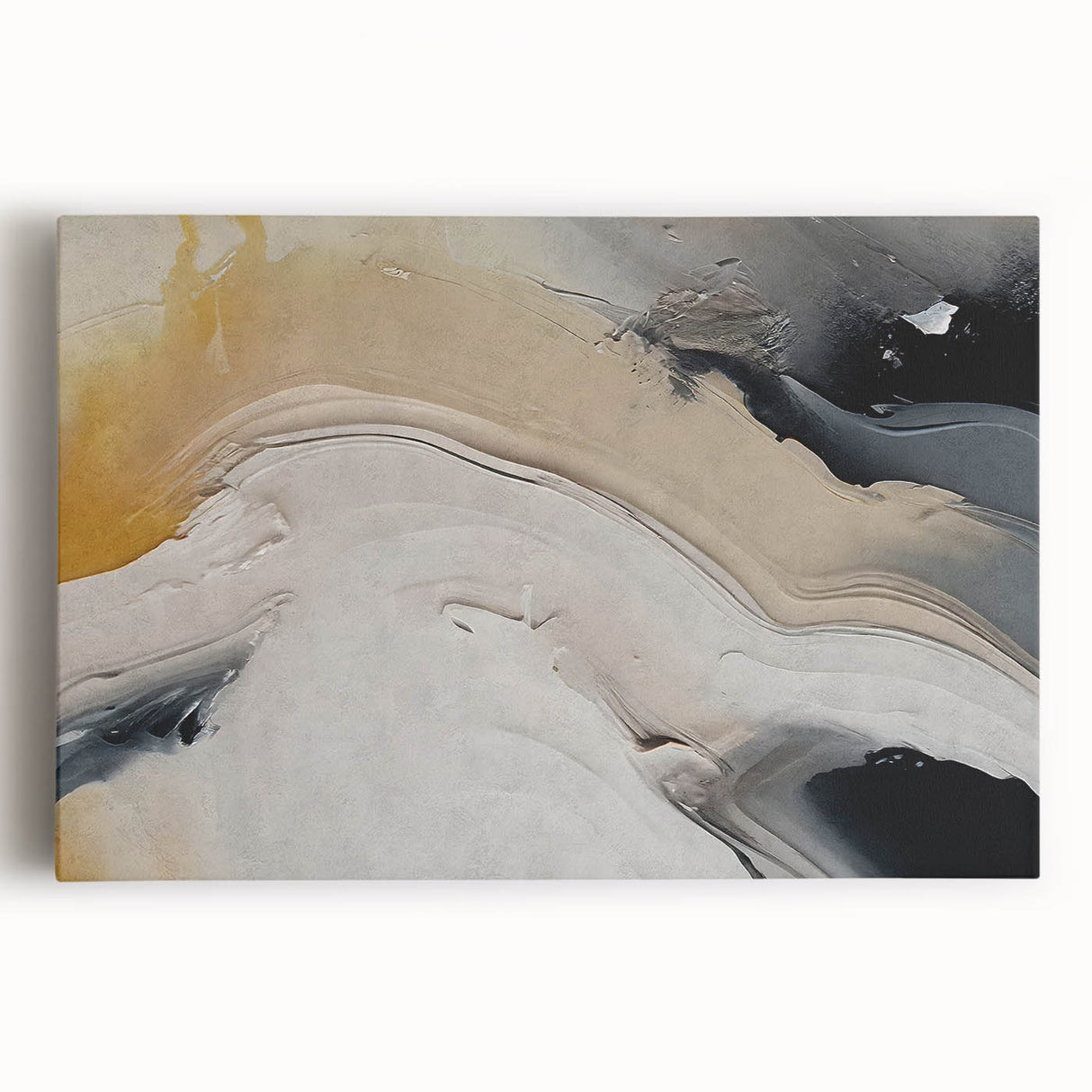 Abstract wall art featuring vibrant strokes and lines in a mix of bold colors, presented as a stretched canvas, perfect for modern home decor accents.