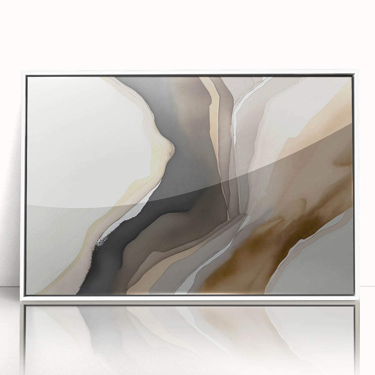 Framed wall art featuring an abstract design of colorful strokes and lines in a modern aesthetic, showcasing a white frame that enhances the vibrant artwork.